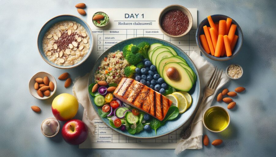 a plate of food with fruits and vegetables